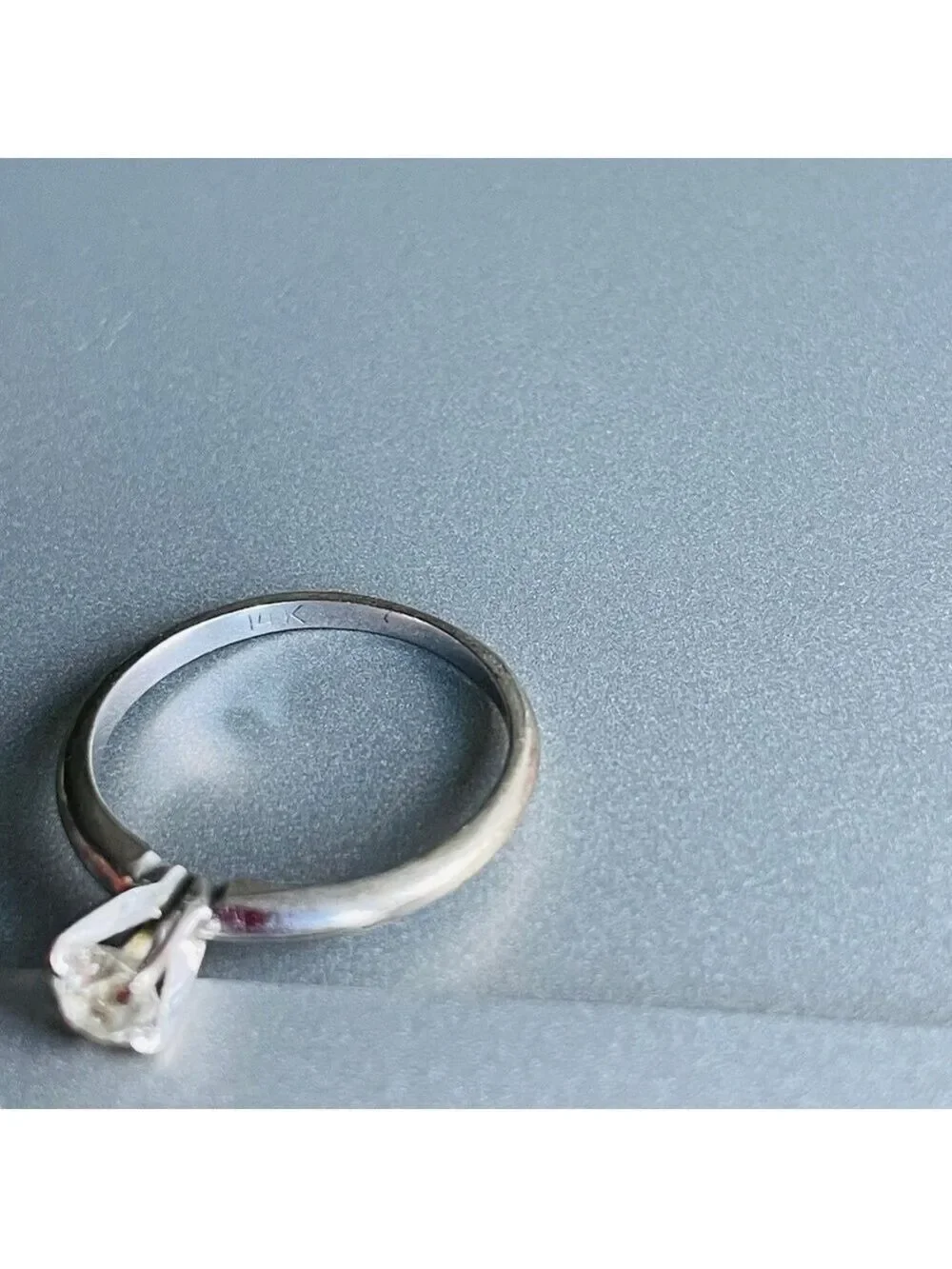 14K White Gold Natural Diamond Round Cut Solitaire Ring Elegant